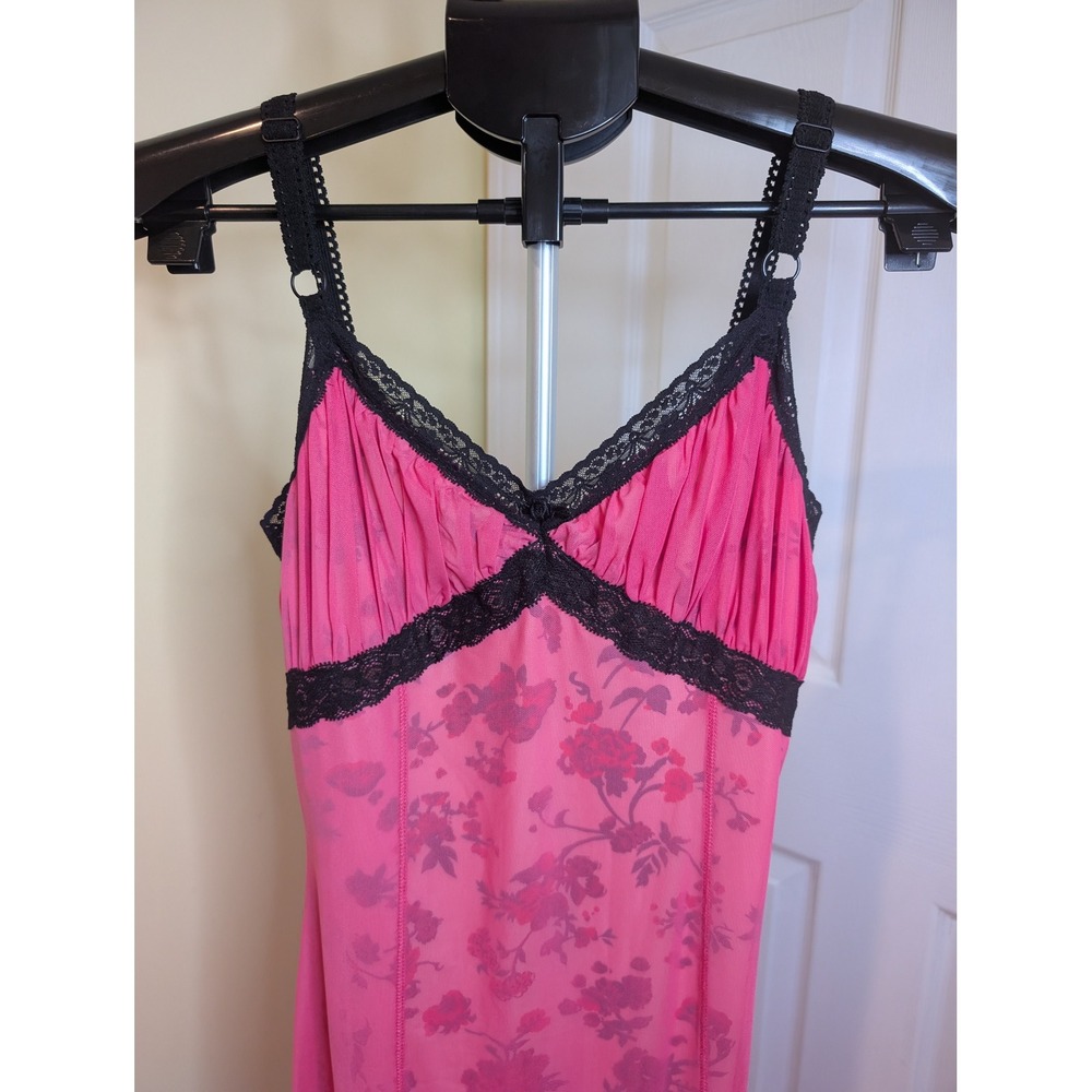 Urban Outfitters Olivia Mesh & Lace Slip Dress Womens M Pink Floral Maxi Empire - Picture 3 of 7